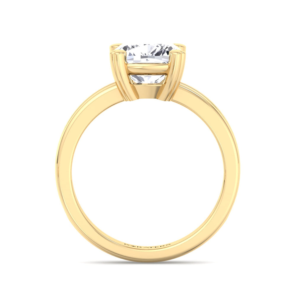 Cushion Solitaire Lab Diamond Ring Double Band Yellow