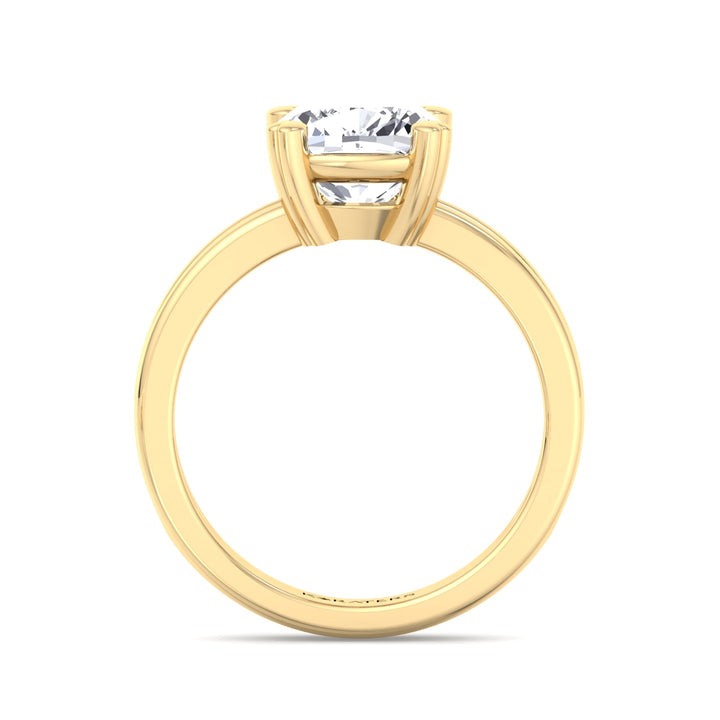 Cushion Solitaire Lab Diamond Ring Double Band Yellow