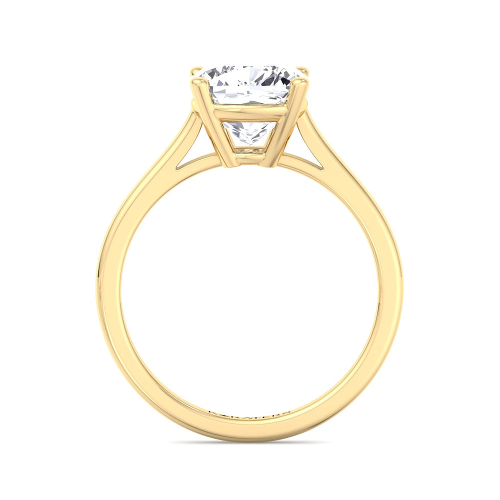 Cushion Solitaire Lab Grown Diamond Ring Yellow 