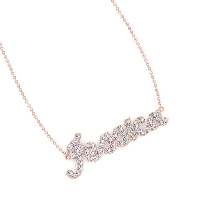 Custom Lab-Grown Diamond Name Pendant Necklace, Rose Gold