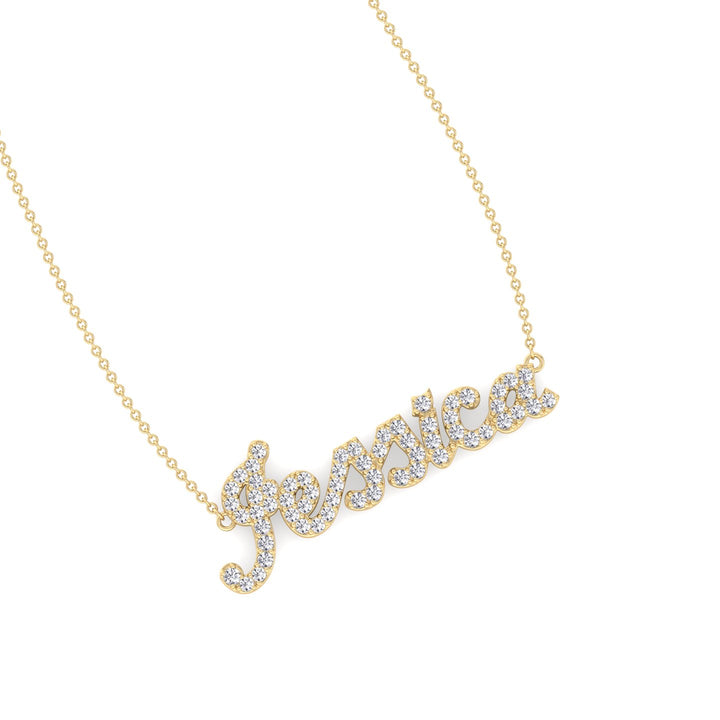 Custom Lab-Grown Diamond Name Pendant Necklace, Yellow Gold