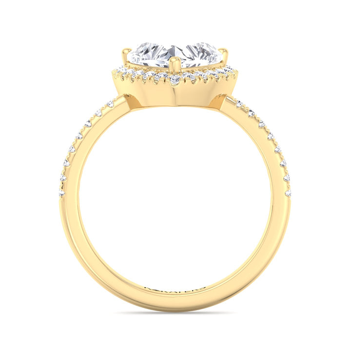 Dahlia - Heart Lab Diamond Ring Halo & SideStones Yellow