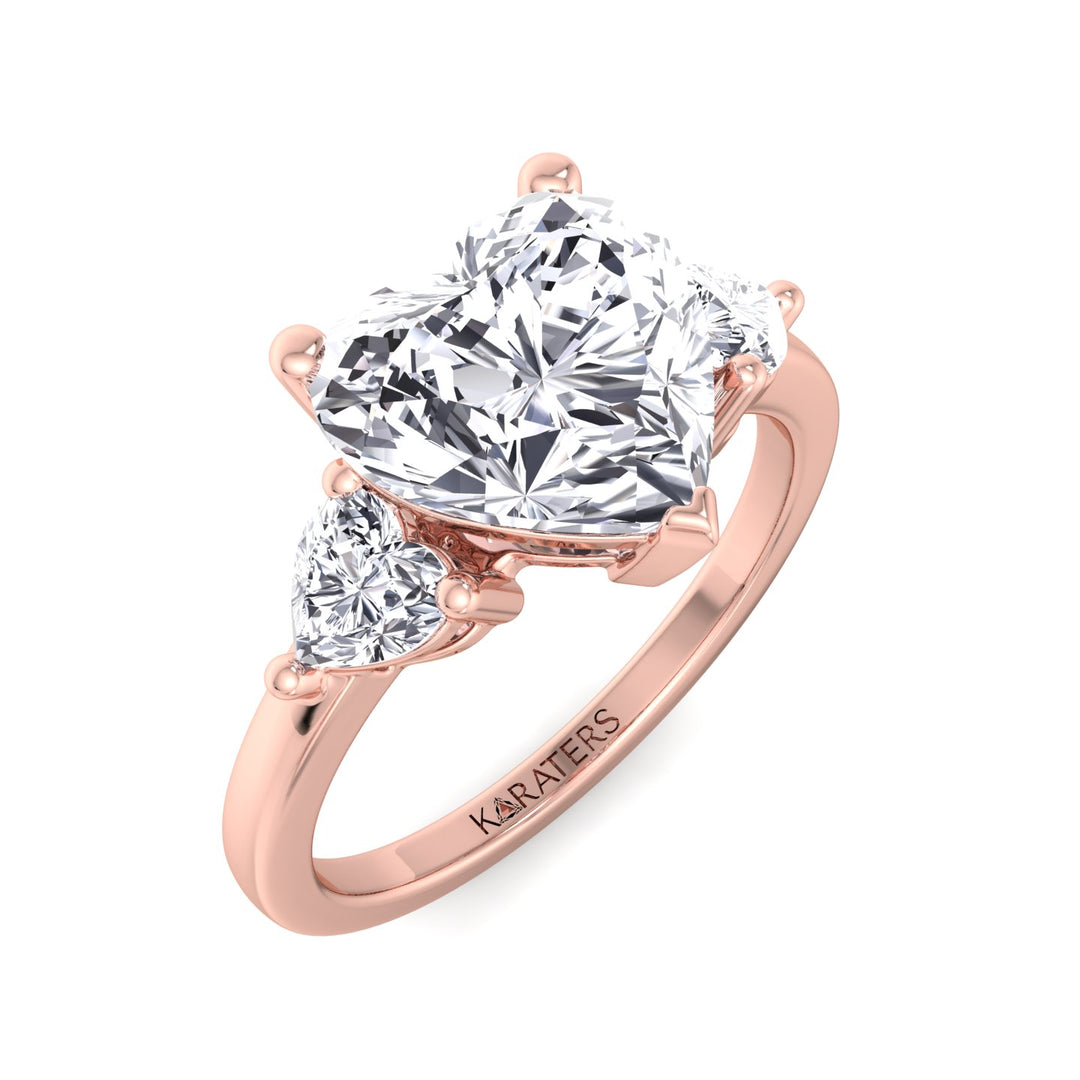 Daisy - Heart Halo Solitaire Lab Diamond Ring Rose Gold