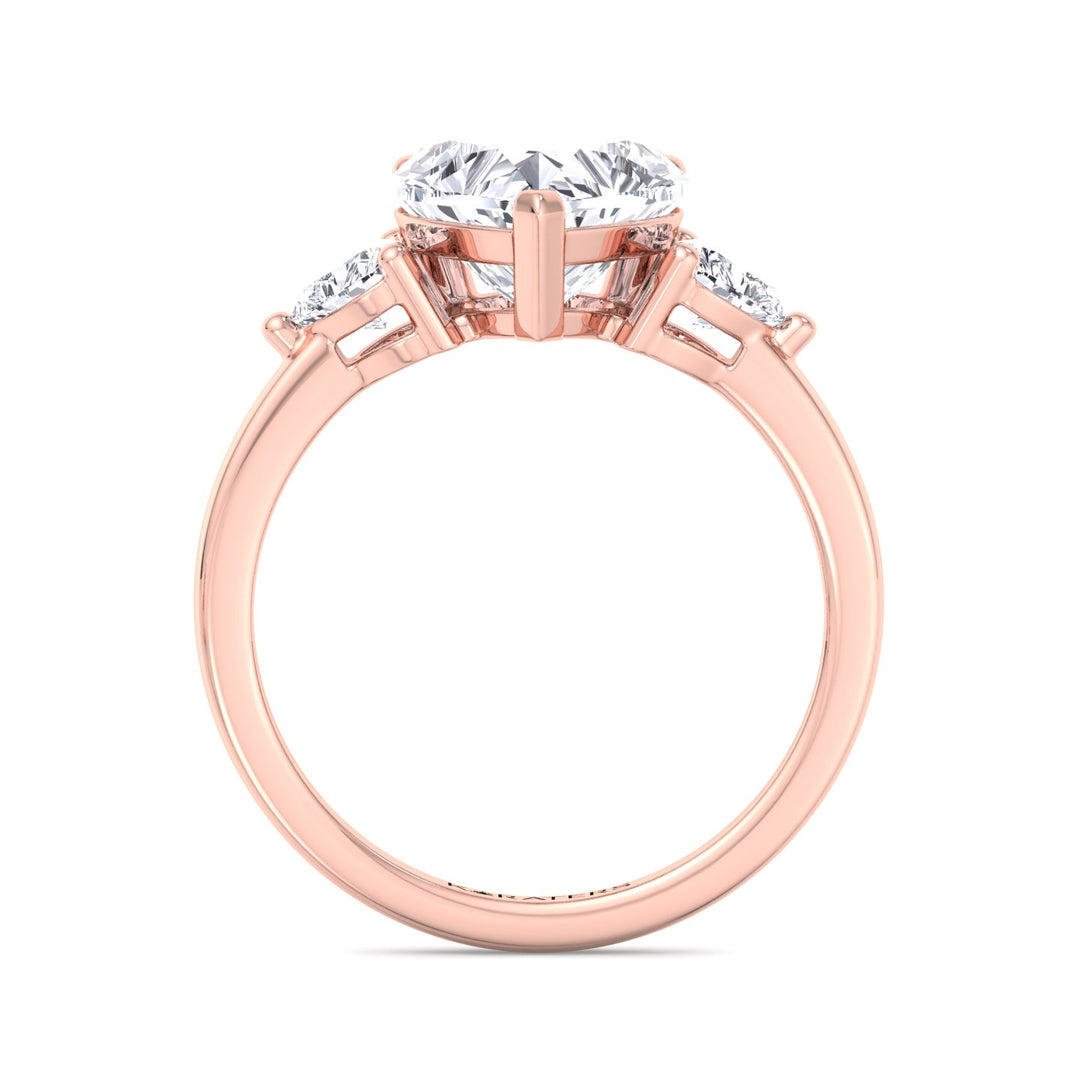 Daisy - Heart Shape Halo Solitaire Lab Diamond Ring Rose 