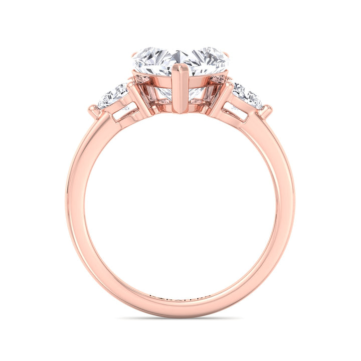 Daisy - Heart Shape Halo Solitaire Lab Diamond Ring Rose 