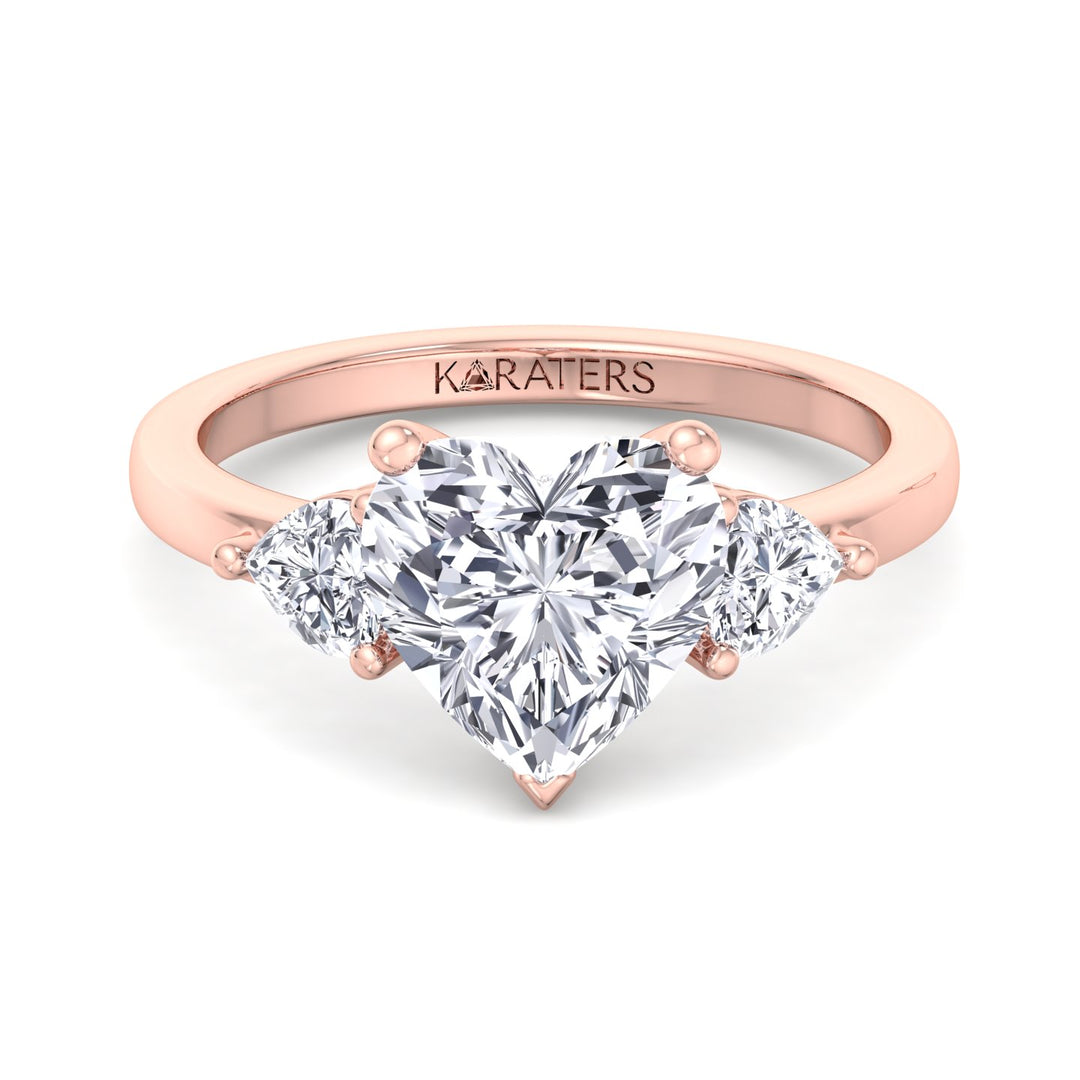 Daisy - Heart Shape Halo Solitaire Lab Diamond Ring Rose Gold