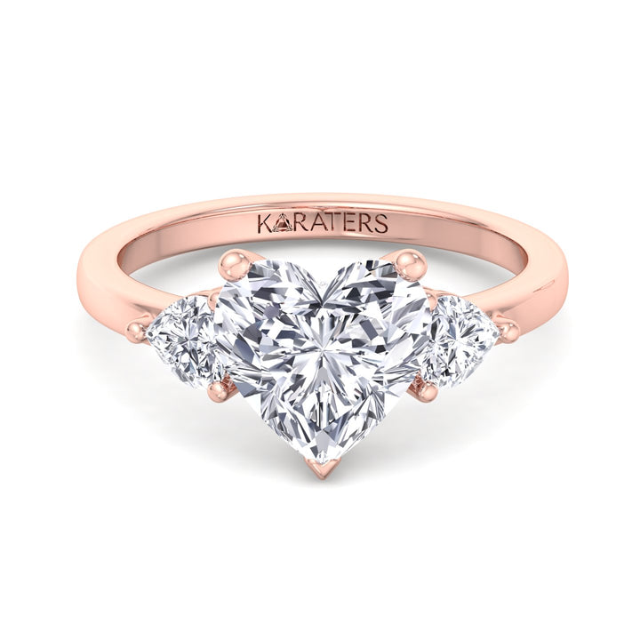 Daisy - Heart Shape Halo Solitaire Lab Diamond Ring Rose Gold