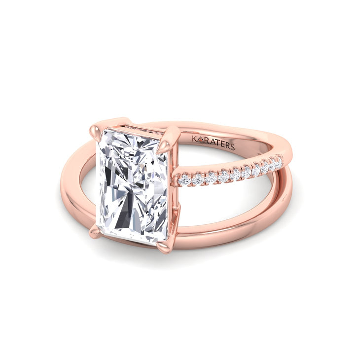 Double Twist Emerald Lab Diamond Pave Ring Rose