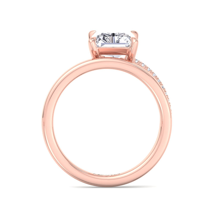 Double Twist Emerald Lab Diamond Pave Ring Rose Gold
