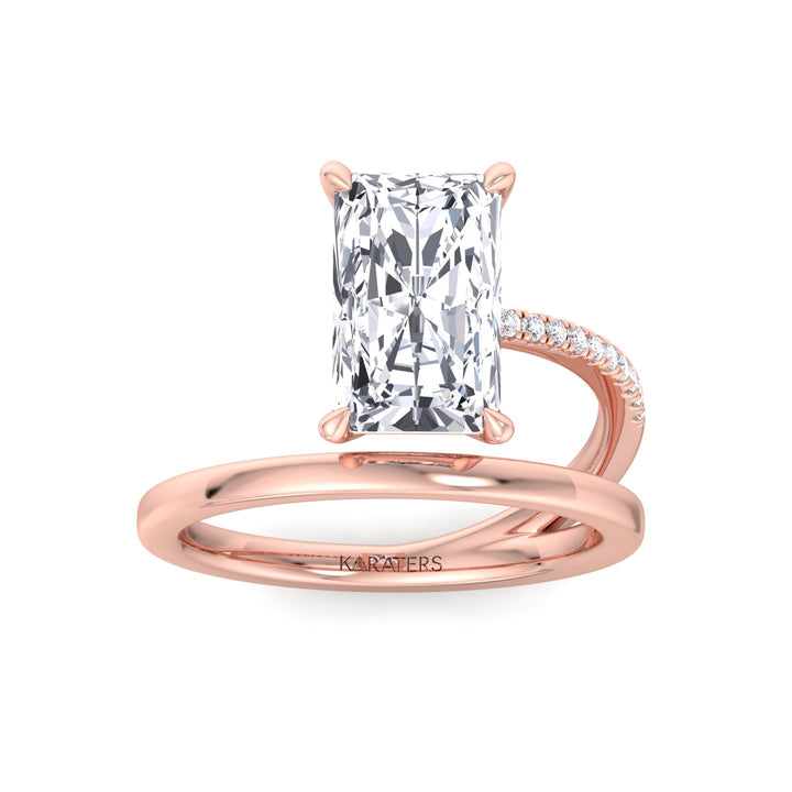 Double Twist Emerald Lab Diamond Pave Rose Ring 