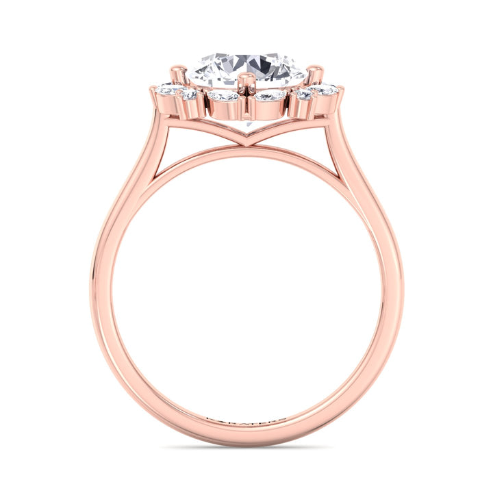 Ede - Round & Marquise Cut Solitaire Cluster Lab Diamond Ring, Rose Gold, Profile