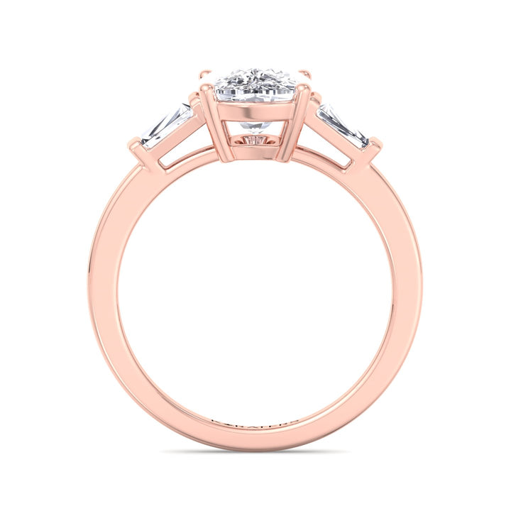Elongated Cushion Cut Lab Rose Gold Diamond Ring, Profile