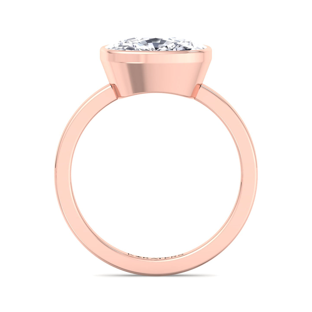 Elongated Cushion East West Lab Diamond Ring Rose Gold, Profile
