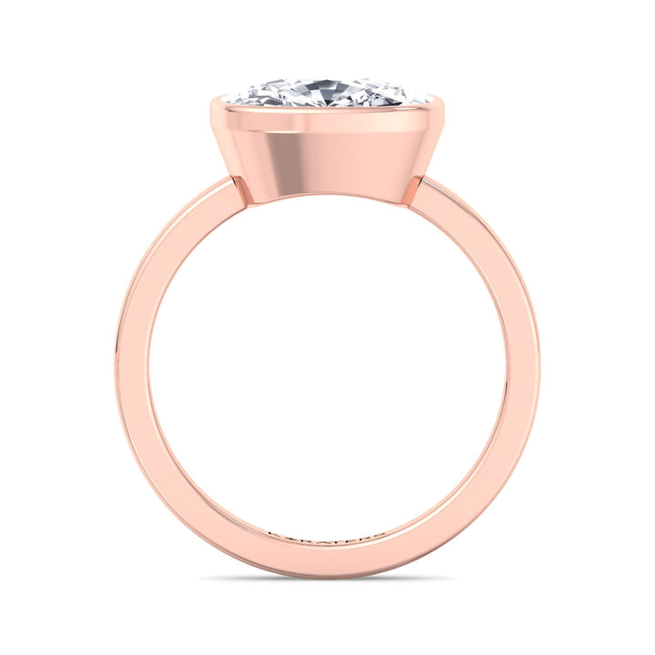 Elongated Cushion East West Lab Diamond Ring Rose Gold, Profile