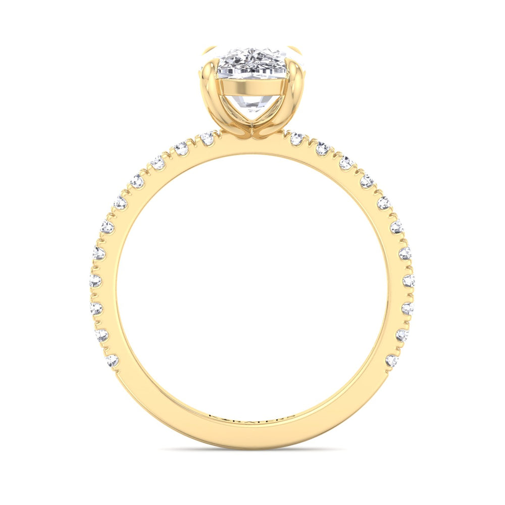 Elongated Cushion Lab Diamond Ring Sidestones Yellow, Profile