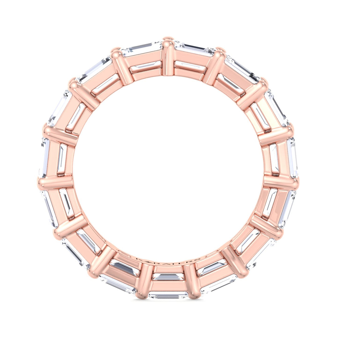 Emerald Cut Lab Rose Gold Diamond Eternity Band, Profile