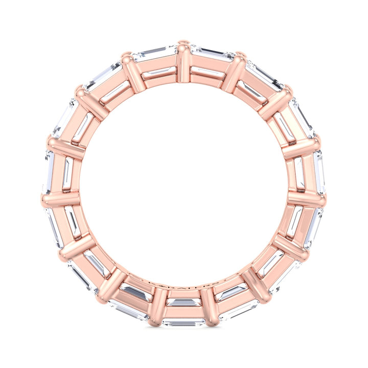 Emerald Cut Lab Rose Gold Diamond Eternity Band, Profile