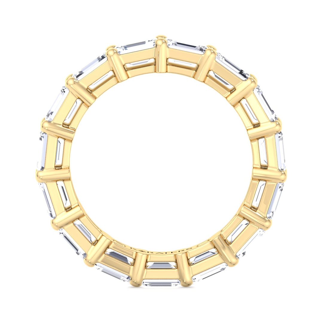 Emerald Cut Lab Yellow Gold Diamond Eternity Band, Profile