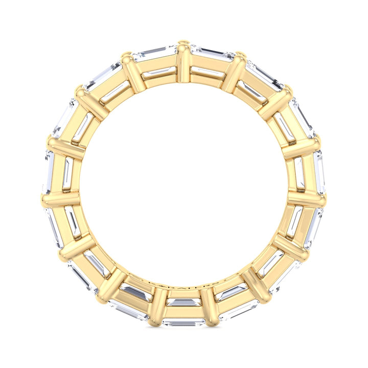 Emerald Cut Lab Yellow Gold Diamond Eternity Band, Profile