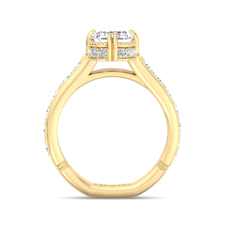 Emerald Halo Lab Diamond Engagement Ring Yellow 