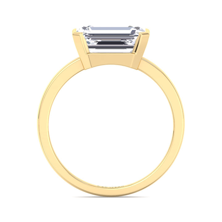 Emerald Lab Diamond Bezel Set East-West Ring Yellow Gold