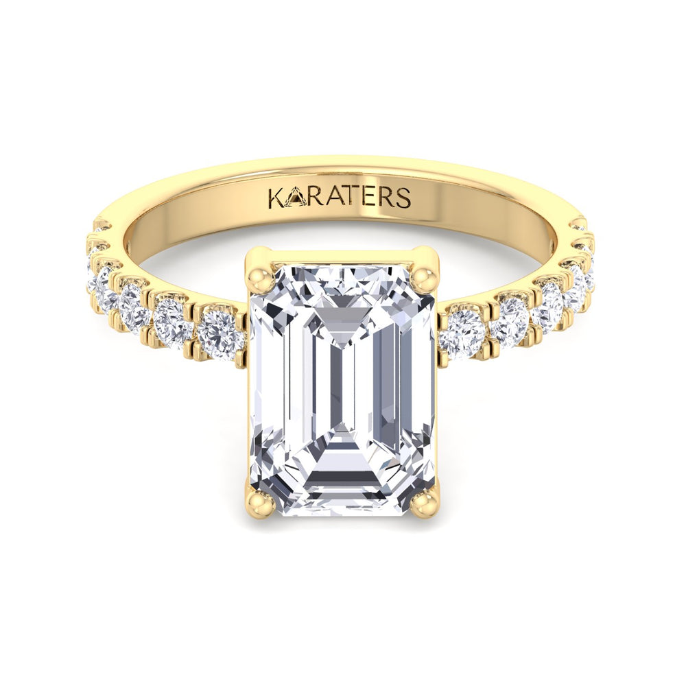 Emerald Lab Diamond Ring With Sidestones Yellow