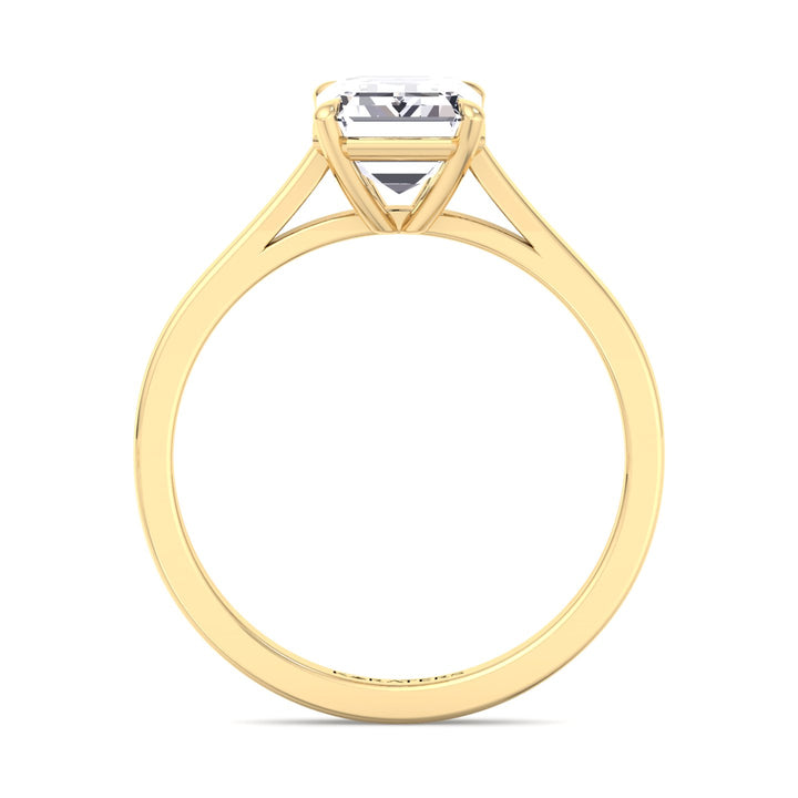 Emerald Lab Diamond Solitaire Ring Cathedral Design Yellow