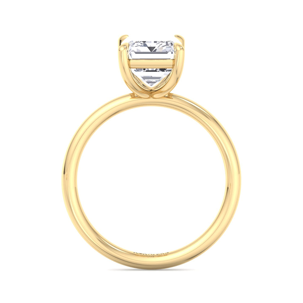 Emerald Lab Diamond Thin Band Solitaire Ring Yellow