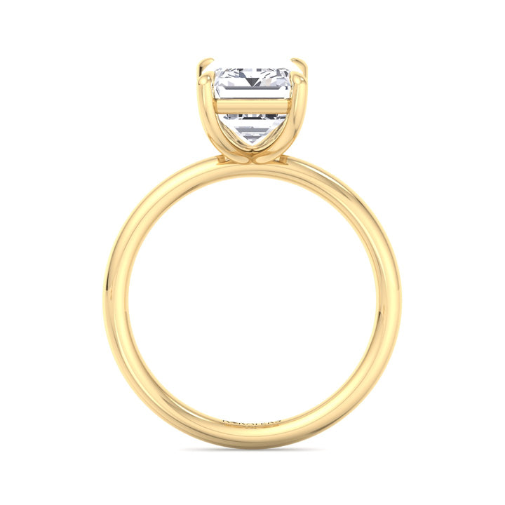 Emerald Lab Diamond Thin Band Solitaire Ring Yellow