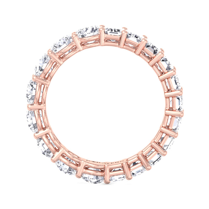 Emerald and Round Lab Rose Gold Diamond Eternity Band, Profile