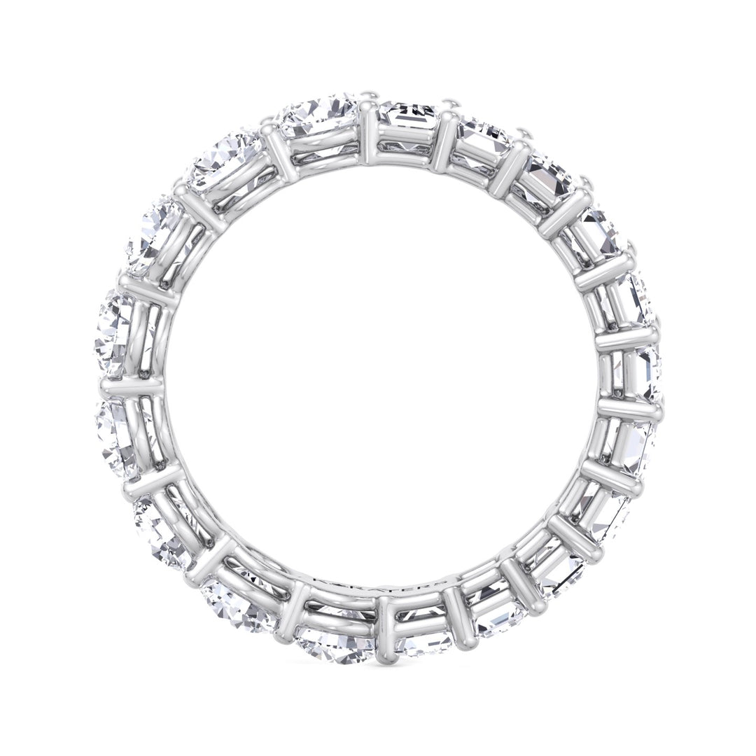 Emerald and Round Lab White Gold Diamond Eternity Band, Profile