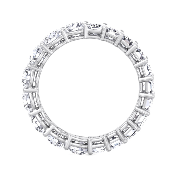 Emerald and Round Lab White Gold Diamond Eternity Band, Profile