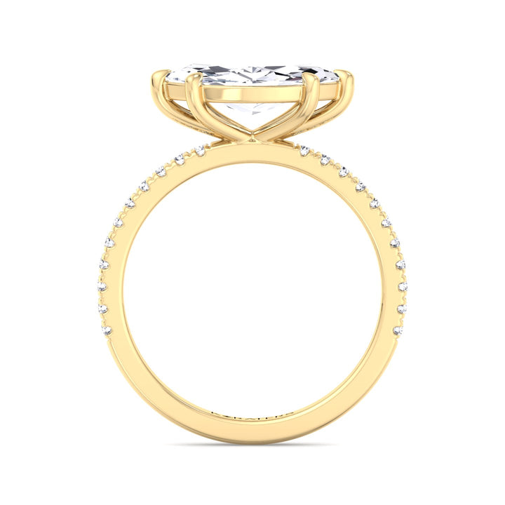 Enzian-East To West Marquise Cut Lab Yellow Gold Diamond Ring, Profile