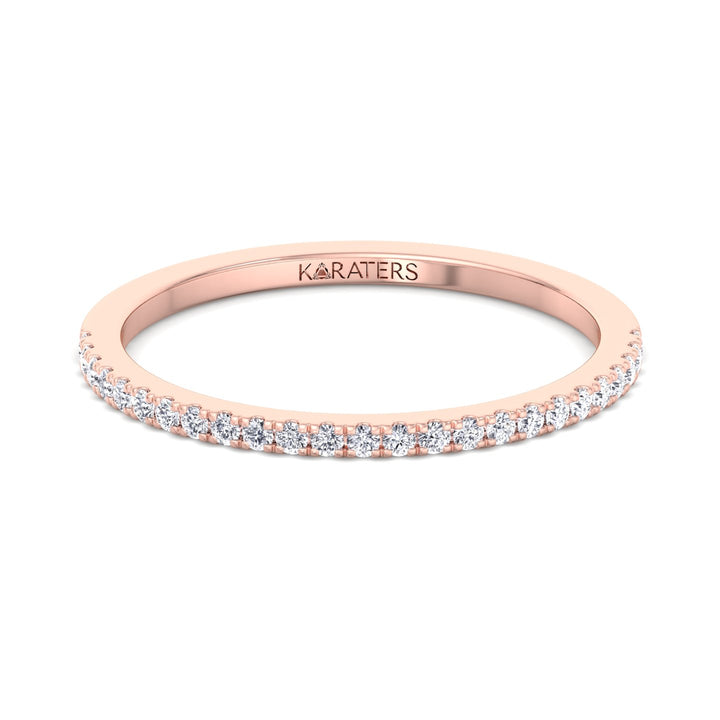 Gandia-Dainty Stackable Lab Rose Gold Diamond Eternity Band, Front
