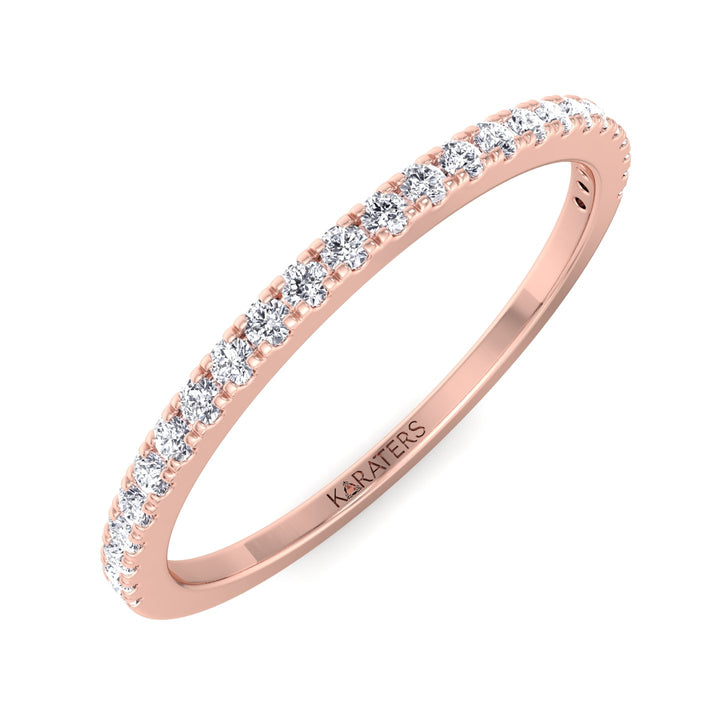 Gandia-Dainty Stackable Lab Rose Gold Diamond Eternity Band, Top Down