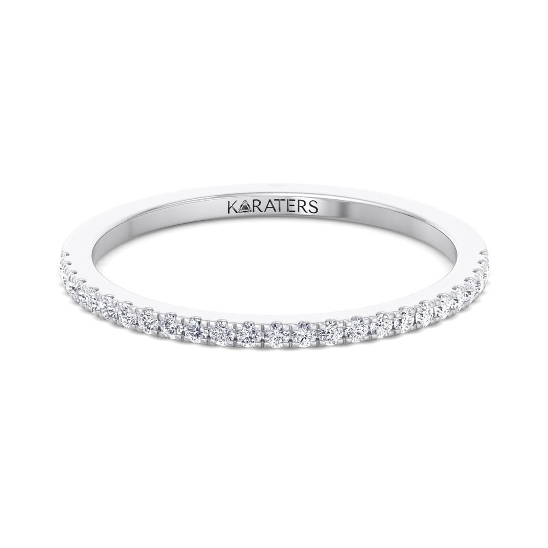 Gandia - Dainty Stackable Lab White Gold Diamond Eternity Band, Front