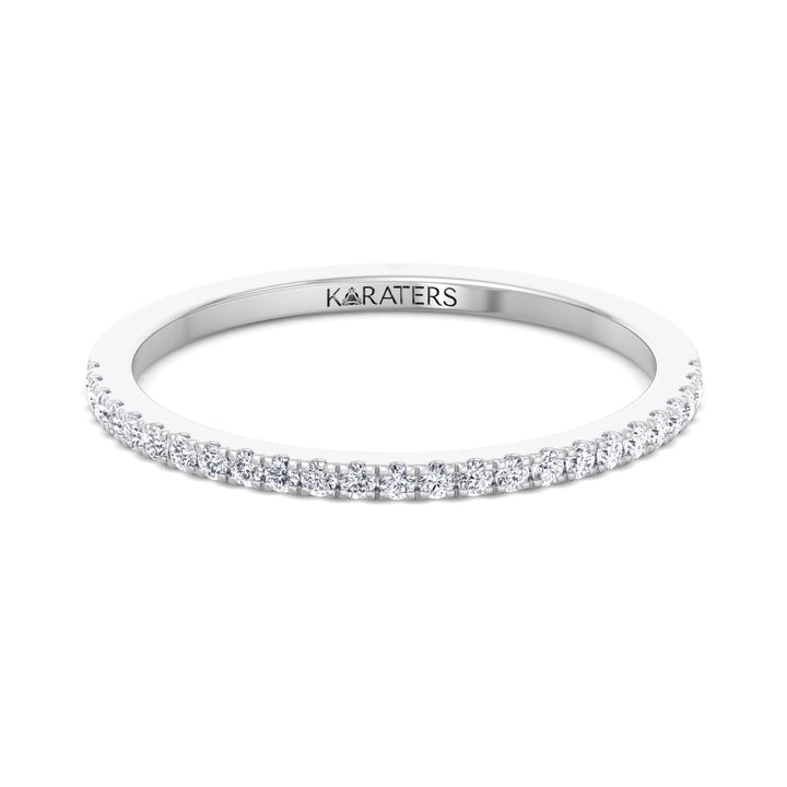 Gandia - Dainty Stackable Lab White Gold Diamond Eternity Band, Front