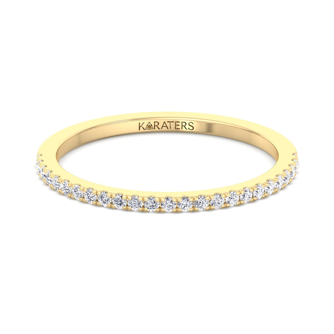 Gandia - Dainty Stackable Lab Yellow Gold Diamond Eternity Band, Front