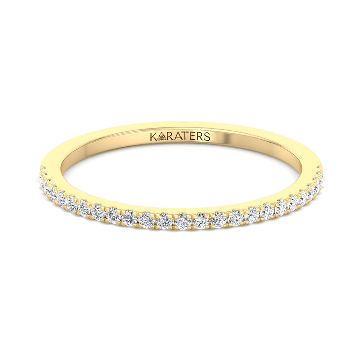 Gandia - Dainty Stackable Lab Yellow Gold Diamond Eternity Band, Front