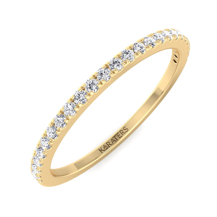 Gandia - Dainty Stackable Lab Yellow Gold Diamond Eternity Band, Tilted