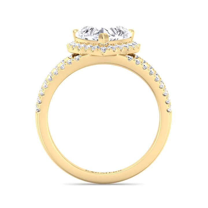 Gardenia - Heart Lab Diamond Ring Double Halo Yellow