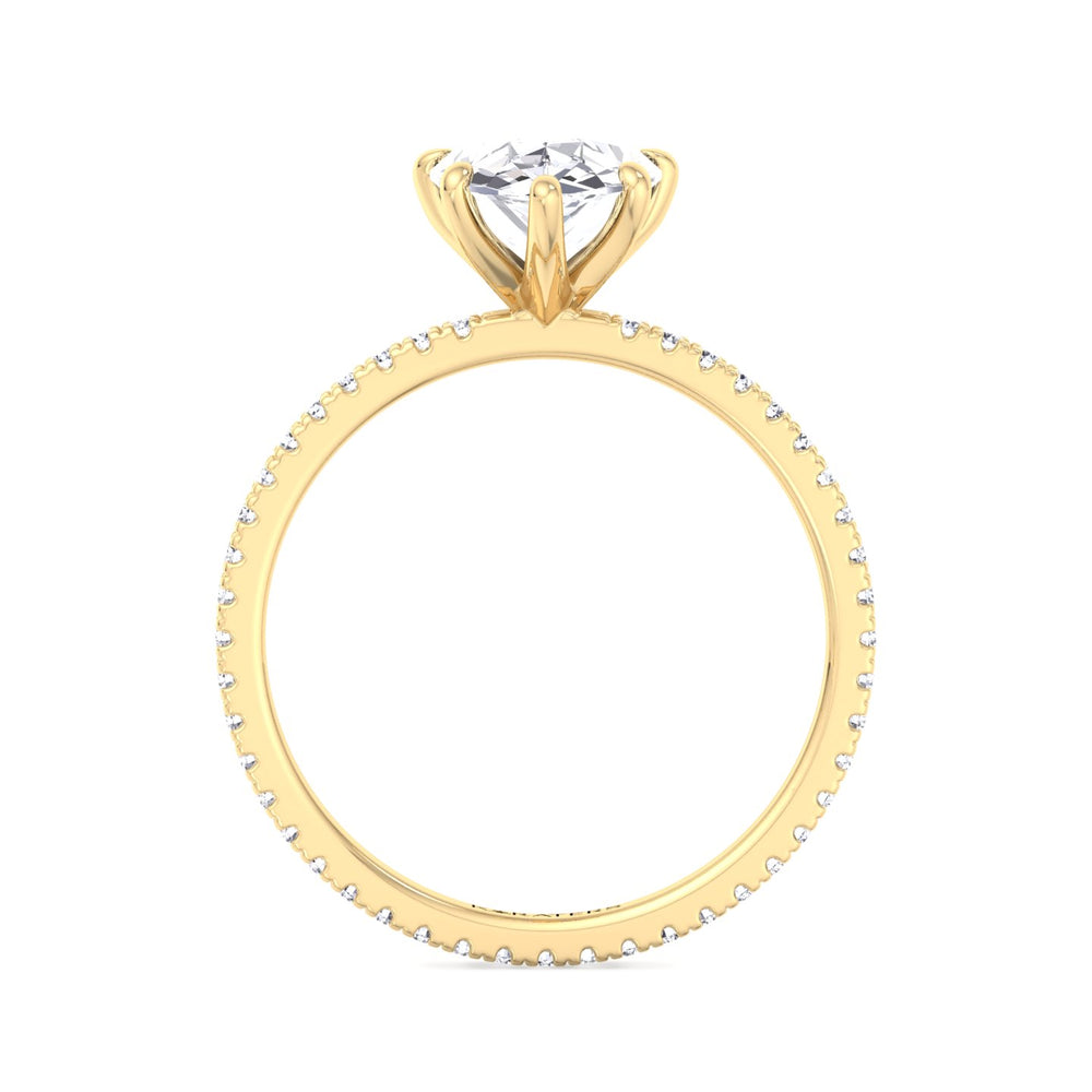Hermosa - Pear Lab Diamond Ring Round Side Stones Yellow