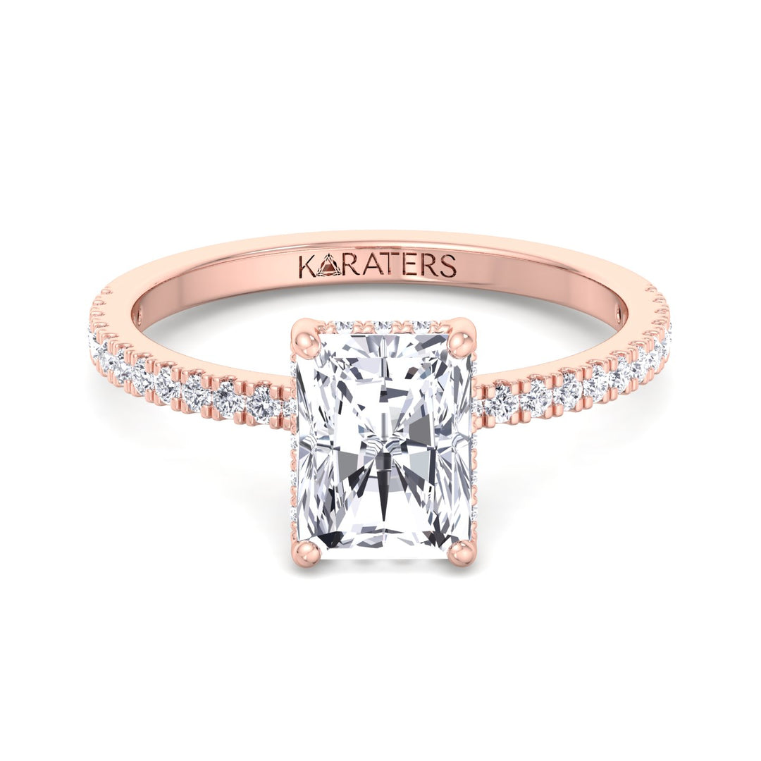 Hidden Halo Engagement Ring Rose Gold