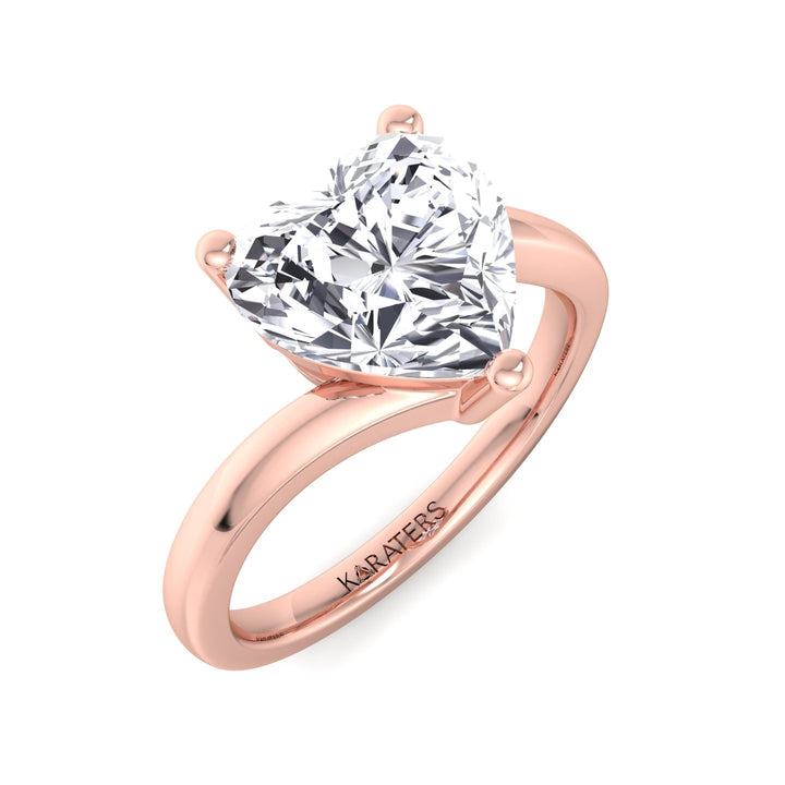 Hydrangea - Heart Solitaire Lab Diamond Ring Rose