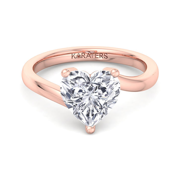 Hydrangea - Heart Solitaire Lab Diamond Ring Rose Gold