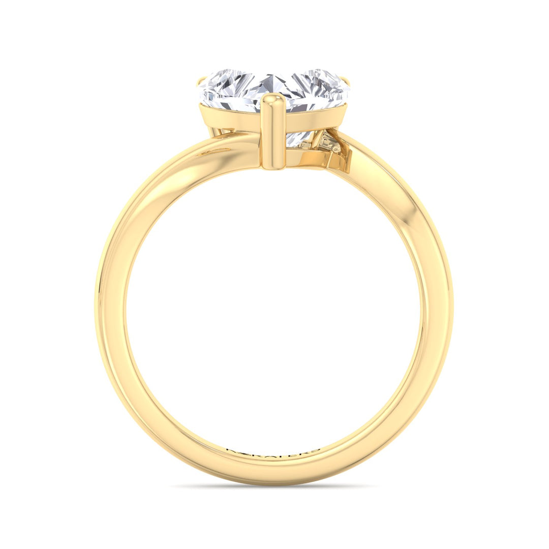 Hydrangea - Heart Solitaire Lab Diamond Ring Yellow