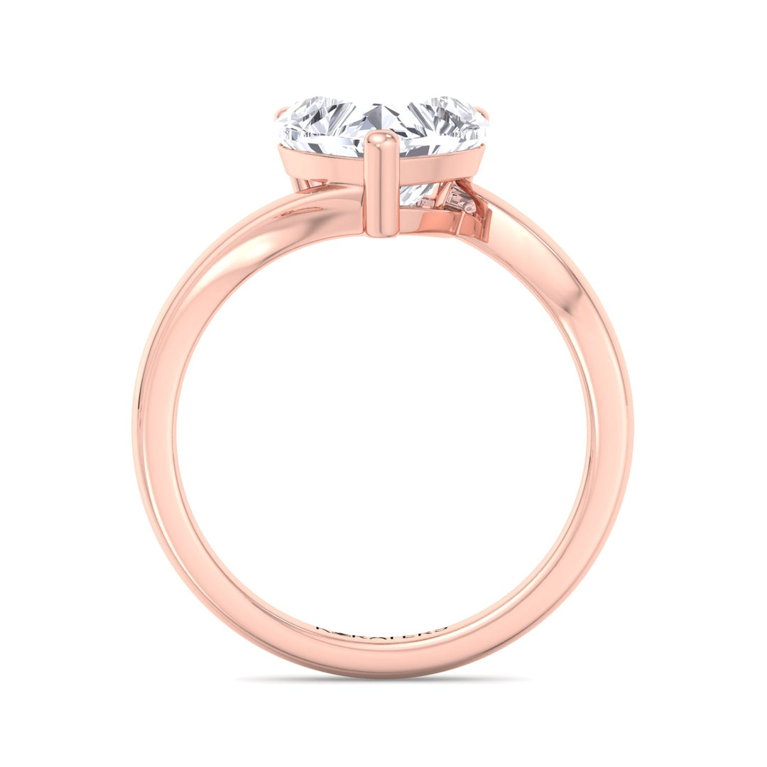 Hydrangea - Heart Solitaire Lab Diamond Rose Gold Ring 
