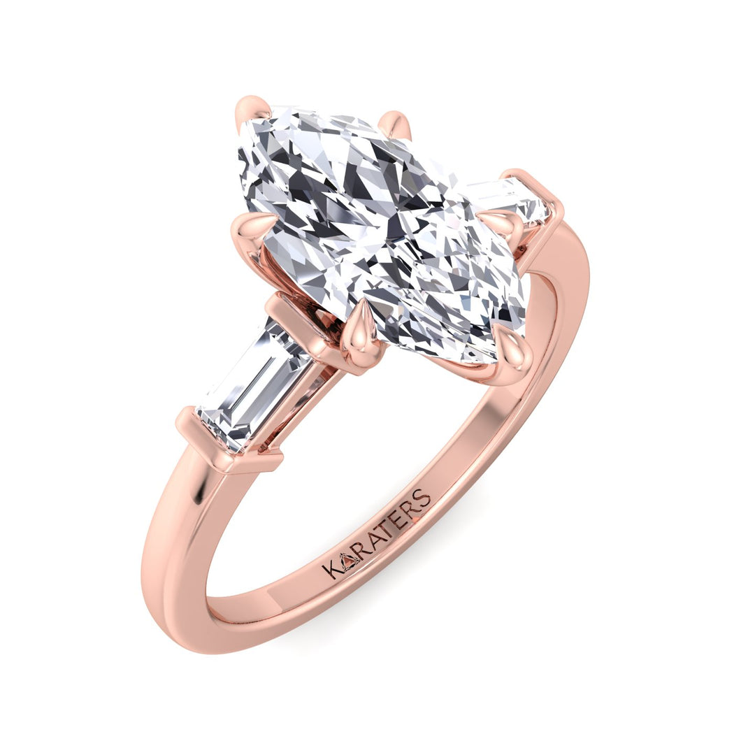 Iris-Marquise Cut Lab Rose Gold Diamond Engagement Ring, Top Down