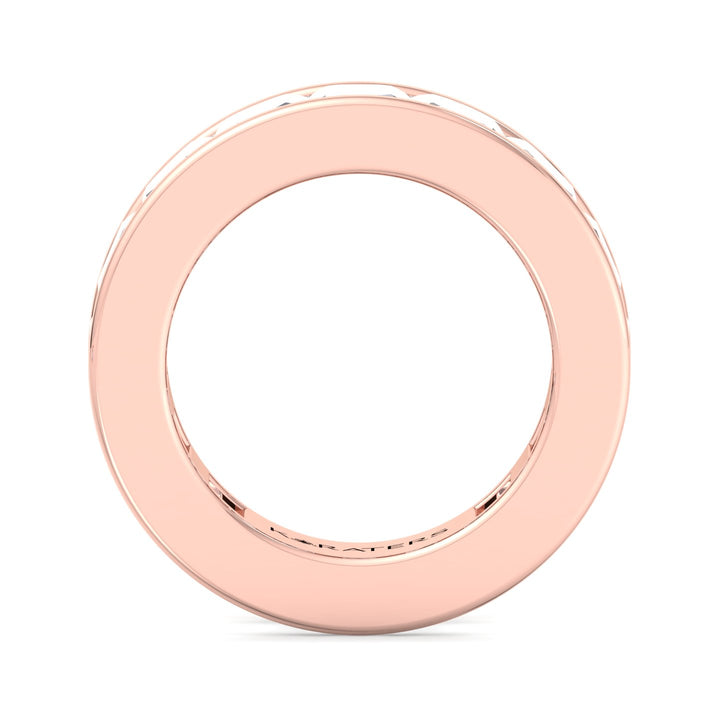 Jumilla-Channel Set Emerald Lab Rose Gold Diamond Eternity Band, Profile