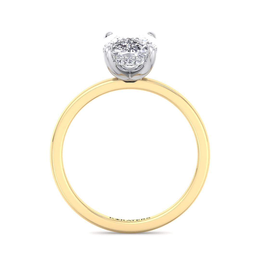 Kalui-Two Tone Elongated Cushion Cut Solitaire Lab, Yellow  Diamond Ring, Profile